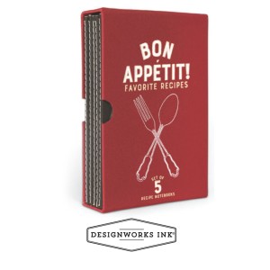 JTBS-1003EU Set of 5 Notebooks - Bon Appetit Favorite Recipes red